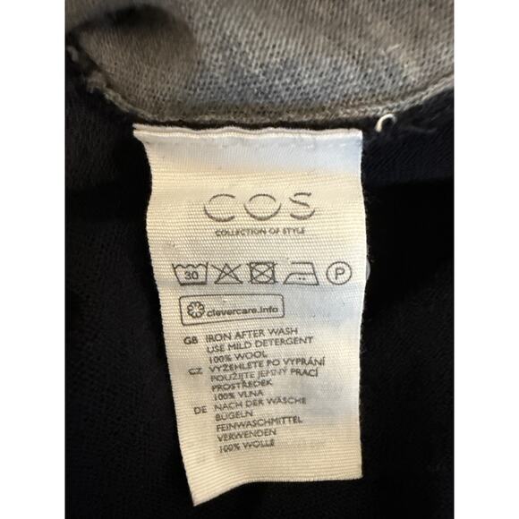 COS Lightweight Wool Cardigan | Gray Black Colorblock Layering Knit Sweater | M - Picture 7 of 12